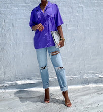 Load image into Gallery viewer, 1980's Military-style purple button-up. Elles Belles