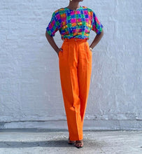 Load image into Gallery viewer, Colorful 90's Vintage Short Sleeve Blouse By Le Caviar. SIZE: P best fits S Measures approximately: 23" pit to pit / 26" length