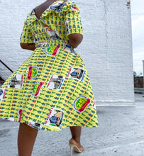 Load image into Gallery viewer, Unique 25th Anniversary Print Church Dress with light tulle underneath. SIZE: Not listed, best fits S/M