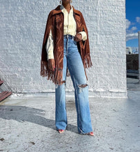 Load image into Gallery viewer, 70s Fringe Cape Coat (S)
