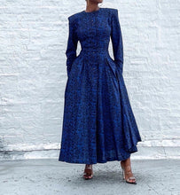 Load image into Gallery viewer, Gorgeous full skirt button-up floral Nancy Johnson Dress. Doesn't have pockets. Pinned at the waist to fit.