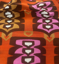 Load image into Gallery viewer, Vintage Mod Print Halter Maxi Dress. SIZE: Not listed, best fits M Measures approximately: 16.5" pit to pit / 14.5" empire waist/ 16" waist / 22" hip / 55.5" length (Measurements taken laying flat, double where applicable) MODEL: 5'1, 119lbs, size 4 COMPOSITION: Not listed We kindly remind you vintage items have been pre-loved, therefore, they may show signs of wear. Any major flaws will be noted. Feel free to email us with any questions before purchasing.