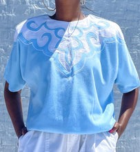 Load image into Gallery viewer, Unique Vintage Top with Bold Shoulder Pads By ARS Concepts. SIZE: 14 (best fits S) Measures approximately: 23.5" pit to pit / 24" length