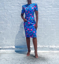 Load image into Gallery viewer, Vintage Silk Floral Suit By Papell Petites SIZE: 6P Measures approximately: 18" pit to pit / 15" waist / 20" length Measures approximately: 12-14" waist / 19.5" hip / 23" length (Measurements taken laying flat, double where applicable) MODEL: 5'1, 119lbs, size 4 COMPOSITION: 100% Silk