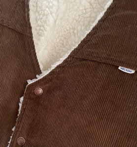 1970s Nelson brown corduroy Sherpa lined western vest.  SIZE: M  