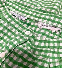 Load image into Gallery viewer, Vintage 60s/70s Gingham A line Button Up Skirt By Saks Fifth Avenue. Pinned to fit. SIZE: Not listed Measures approximately: 27" waist / 21.5" hip / 28" length MODEL: 5'1, 119lbs, size 4 COMPOSITION: Not listed