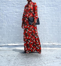 Load image into Gallery viewer, 1960s vintage button-up long sleeve maxi dress By Spectator. SIZE: No size, best fits XS/S Measures approximately: 18" pit to pit / 17" waist / 57" length (Measurements taken laying flat, double where applicable) MODEL: 5'1, 119lbs, size 4 COMPOSITION: Not listed