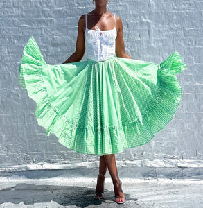 Gingham Ruffled Skirt (M/L)