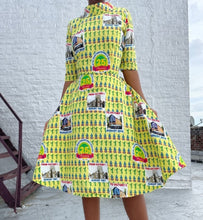 Load image into Gallery viewer, Unique 25th Anniversary Print Church Dress with light tulle underneath.   SIZE: Not listed, best fits S/M   

