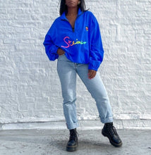 Load image into Gallery viewer, Vintage 90&#39;s Surf Style quarter vip pullover.    SIZE: One Size / fits like a M/L    Measures approximately: 28&quot; pit to pit / 26&quot; length   (Measurements taken laying flat, double where applicable)   MODEL: 5&#39;1, 119lbs, size 4  COMPOSITION: 100% Nylon
