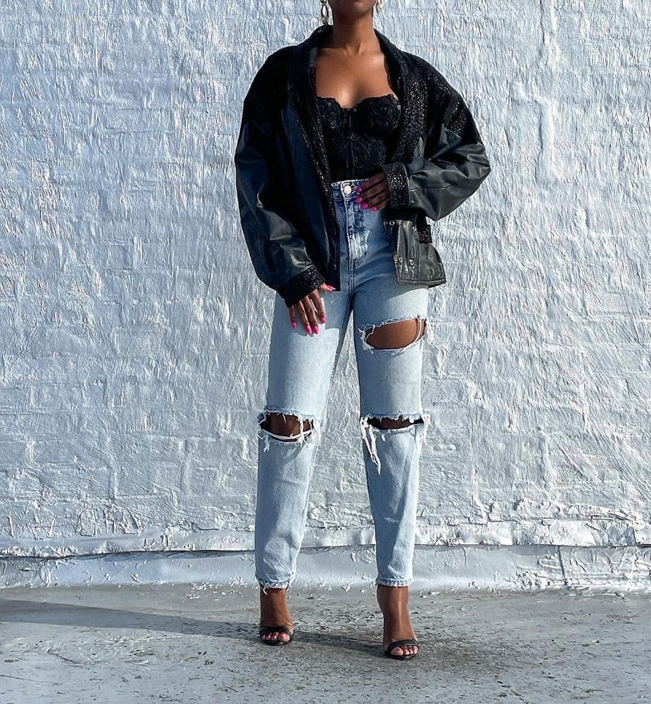 Chia Leather Coat (L) – Gimme Vintage